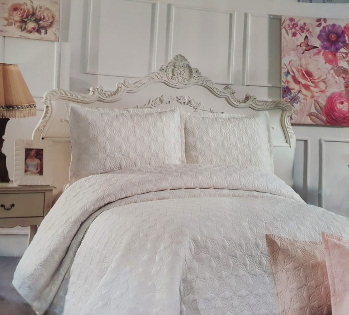 Cuvertura cu fete de perna, matlasate prin brodare Royal Home Fancy - 250x260 cm, ivoire - imagine 2