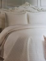 Cuvertura cu fete de perna, matlasate prin brodare Royal Home Fancy - 250x260 cm, ivoire - imagine 3