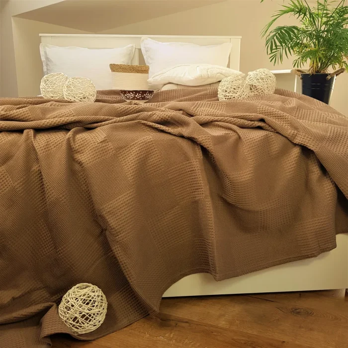 Cuvertura Best Cotton - Gofre, 220x240 cm,100% bumbac, maro - imagine 4
