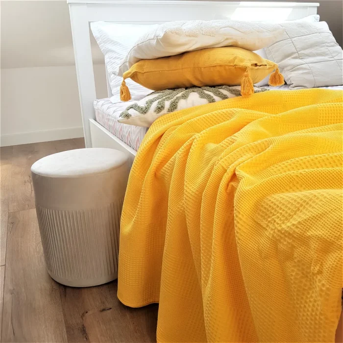 Cuvertura Best Cotton - Gofre, 220x240 cm,100% bumbac, galben - imagine 5