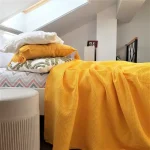 Cuvertura Best Cotton - Gofre, 220x240 cm,100% bumbac, galben