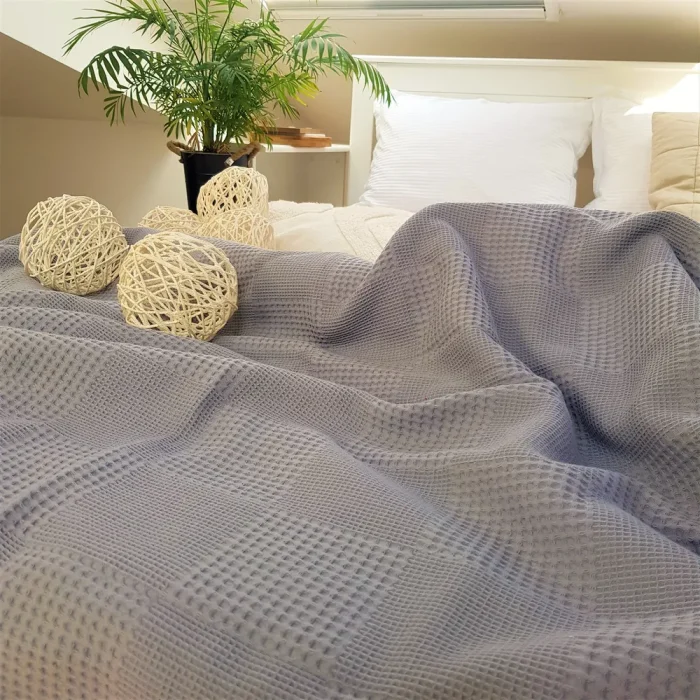 Cuvertura Best Cotton - Gofre, 220x240 cm,100% bumbac, gri mediu - imagine 7