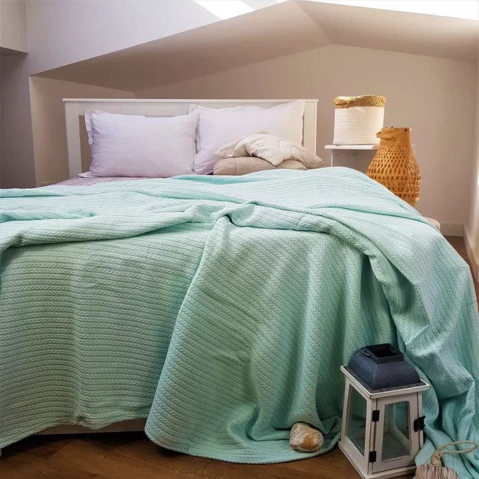Cuvertura Best Cotton - Pique, 220x240 cm,100% bumbac, aqua - imagine 2