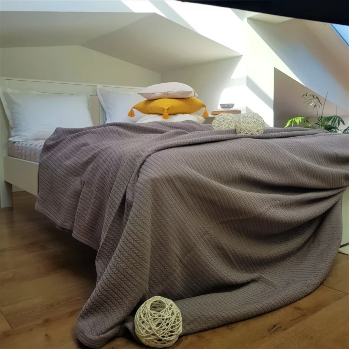 Cuvertura Best Cotton - Pique, 220x240 cm,100% bumbac, brun - imagine 3