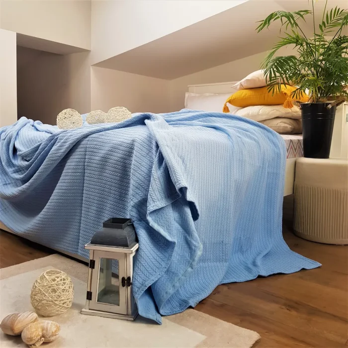 Cuvertura Best Cotton - Pique, 220x240 cm,100% bumbac, bleu - imagine 3