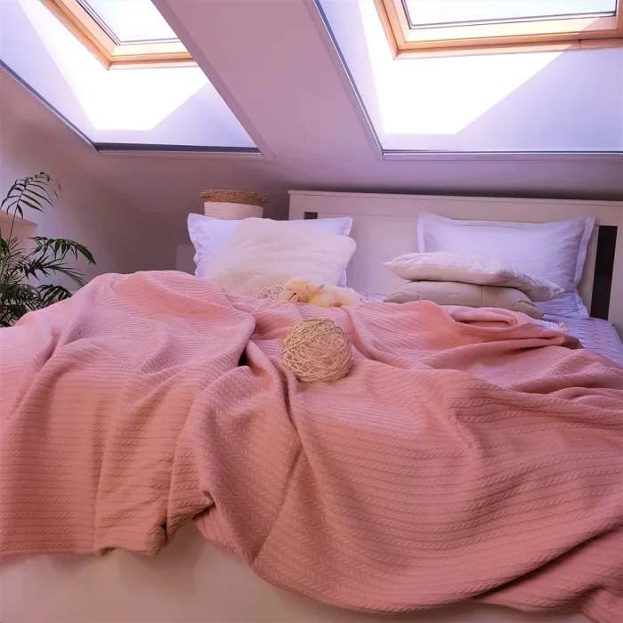 Cuvertura Best Cotton - Pique, 220x240 cm,100% bumbac, roz - imagine 6