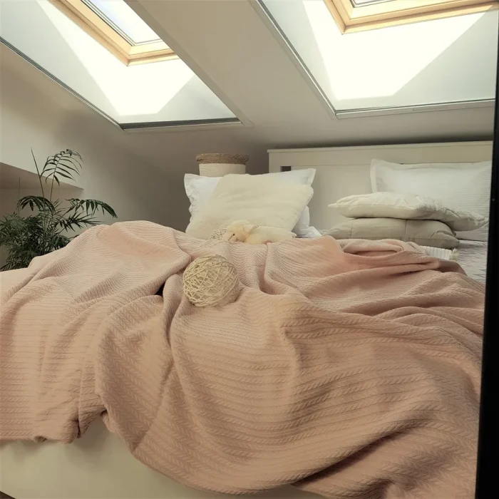 Cuvertura Best Cotton - Pique, 220x240 cm,100% bumbac, roz ars pal - imagine 2