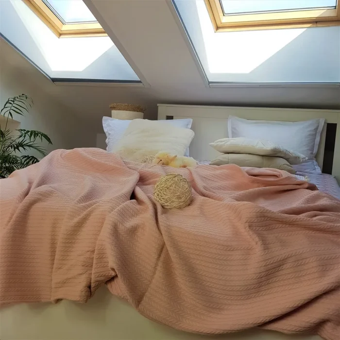 Cuvertura Best Cotton - Pique, 220x240 cm,100% bumbac, roz pudra - imagine 4