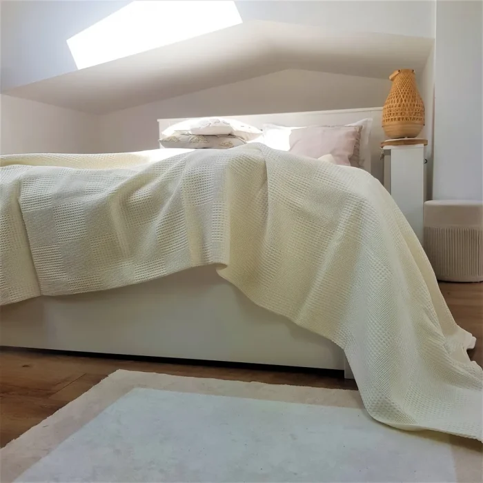 Cuvertura Best Cotton - Gofre, 220x240 cm,100% bumbac, ivoire - imagine 6