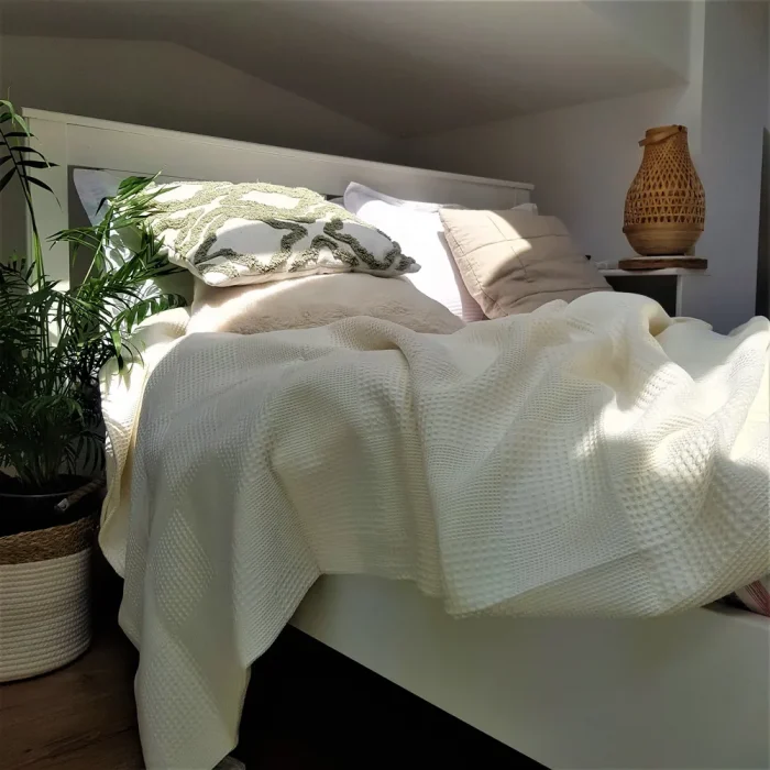 Cuvertura Best Cotton - Gofre, 220x240 cm,100% bumbac, ivoire - imagine 4