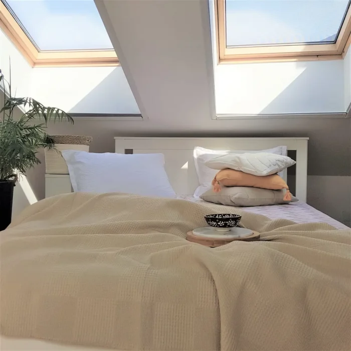 Cuvertura Best Cotton - Gofre, 160x240 cm,100% bumbac, cappuccino - imagine 2