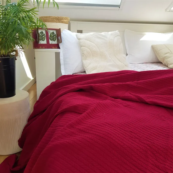 Cuvertura Best Cotton - Pique, 220x240 cm,100% bumbac, bordo - imagine 4