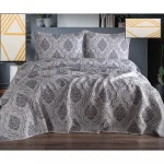 Cuvertura de pat cu 2 fete de perna, matlasate Royal Home Secil - 250x260 cm, pudra - imagine 2