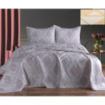 Cuvertura de pat cu 2 fete de perna, matlasate Royal Home Secil - 250x260 cm, pudra