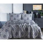 Cuvertura de pat cu 2 fete de perna, matlasate Royal Home Secil - 250x260 cm, pudra - imagine 3