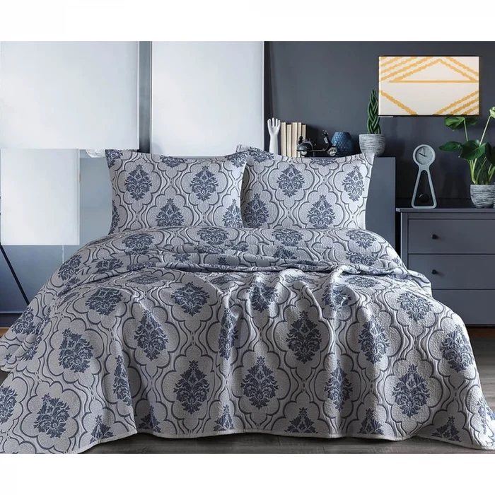 Cuvertura de pat cu 2 fete de perna, matlasate Royal Home Secil - 250x260 cm, pudra - imagine 3