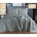 Cuvertura de pat cu 2 fete de perna, matlasate Royal Home Secil - 250x260 cm, pudra - imagine 4