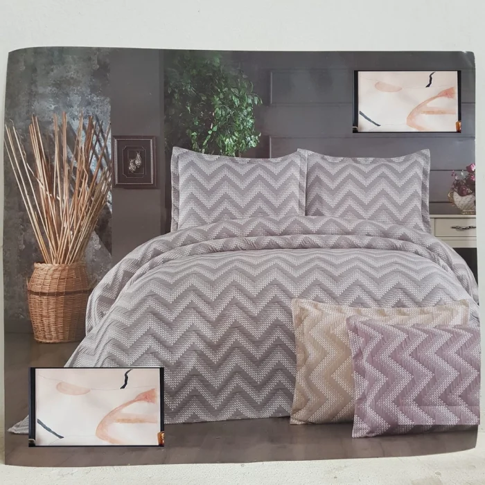 Cuvertura de pat cu 2 fete de perna, matlasate Royal Home Lodi - 250x260 cm, cappuccino - imagine 2