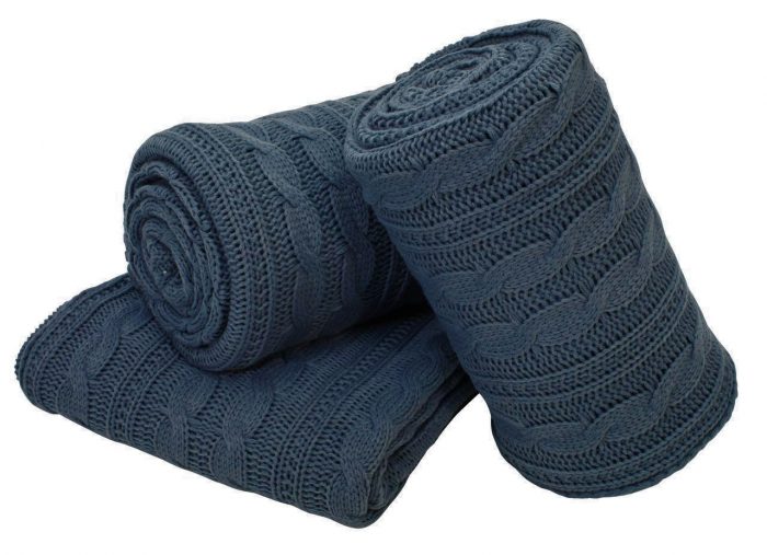 Cuvertura TRICOTATA Best Cotton Deco - 220x240 cm, 100% bumbac, albastra - imagine 2