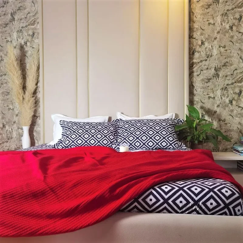 engros-cuvertura pentru pat pique 220x240 cm astoria home bumbac rosu