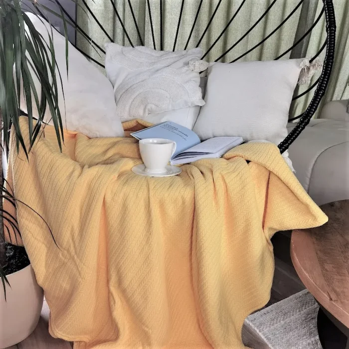 Cuvertura Best Cotton - Pique, 220x240 cm,100% bumbac, galben pai - imagine 4