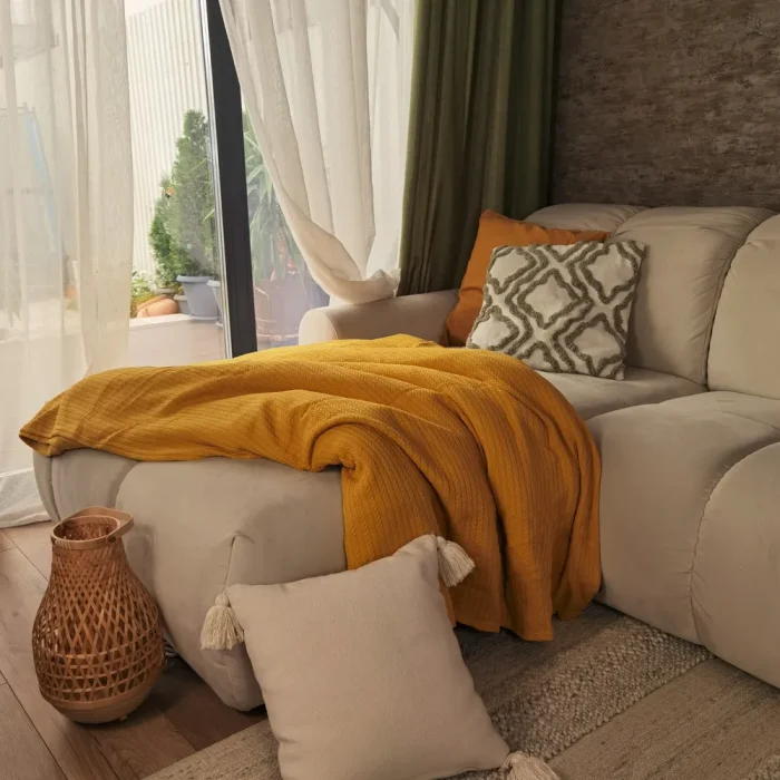 Cuvertura Best Cotton - Pique, 220x240 cm,100% bumbac, ocru - imagine 2