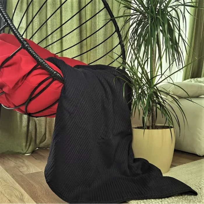 Cuvertura Best Cotton - Pique, 220x240 cm,100% bumbac, negru - imagine 3