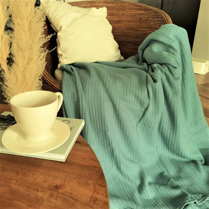 Cuvertura Best Cotton - Pique, 220x240 cm,100% bumbac, aqua marine - imagine 4