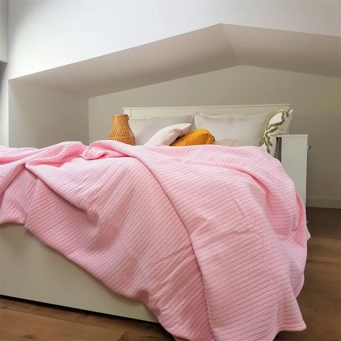 Cuvertura Best Cotton - Pique, 220x240 cm,100% bumbac, roz - imagine 4