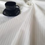 Fata de masa Best Cotton Hotel - 150x240 cm, Damasc Saten, 100% bumbac, alb, dungi cu latime 0.5 cm - imagine 2