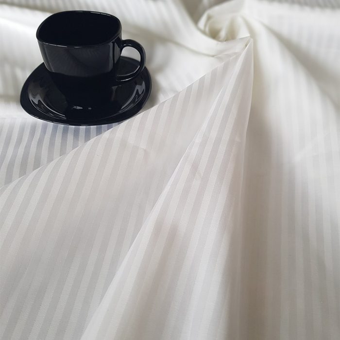 Fata de masa Best Cotton Hotel - 150x240 cm, Damasc Saten, 100% bumbac, alb, dungi cu latime 0.5 cm - imagine 2