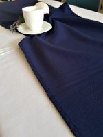 Fata de masa alba cu napron albastru uni Best Cotton Winter 06 - creton, 180x220 cm + 45x180 cm, 100% bumbac