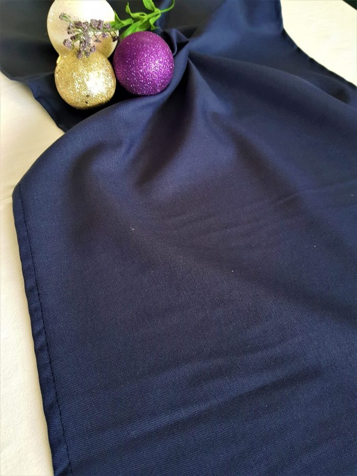 Fata de masa alba cu napron albastru uni Best Cotton Winter 06 - creton, 180x220 cm + 45x180 cm, 100% bumbac - imagine 4