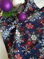 Fata de masa alba cu napron albastru Best Cotton Winter 09 - creton, 180x220 cm + 45x180 cm, 100% bumbac