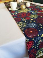 Fata de masa alba cu napron albastru Best Cotton Winter 05 - creton, 180x220 cm + 45x180 cm, 100% bumbac - imagine 5