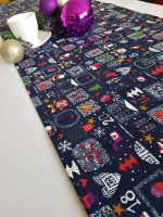 Fata de masa alba cu napron albastru Best Cotton Winter 08 - creton, 180x220 cm + 45x180 cm, 100% bumbac - imagine 4