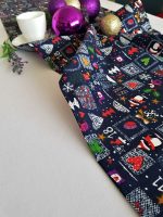 Fata de masa alba cu napron albastru Best Cotton Winter 08 - creton, 180x220 cm + 45x180 cm, 100% bumbac - imagine 3