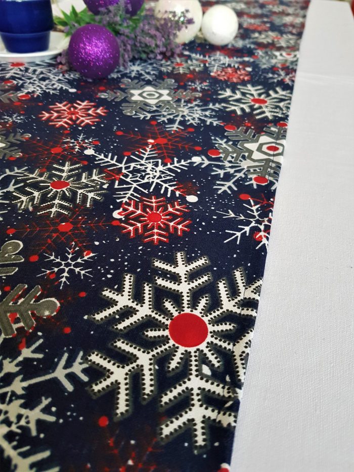 Napron Best Cotton Winter 04 - 45x180 cm, 100% bumbac , albastru cu motive de Craciun - imagine 3