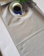 Fata de masa alba cu napron gri uni Best Cotton Winter 01 - creton, 180x220 cm + 45x180 cm,100% bumbac