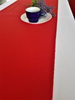 Fata de masa alba cu napron rosu uni Best Cotton Winter 07 - creton, 180x220 cm + 45x180 cm, 100% bumbac - imagine 3