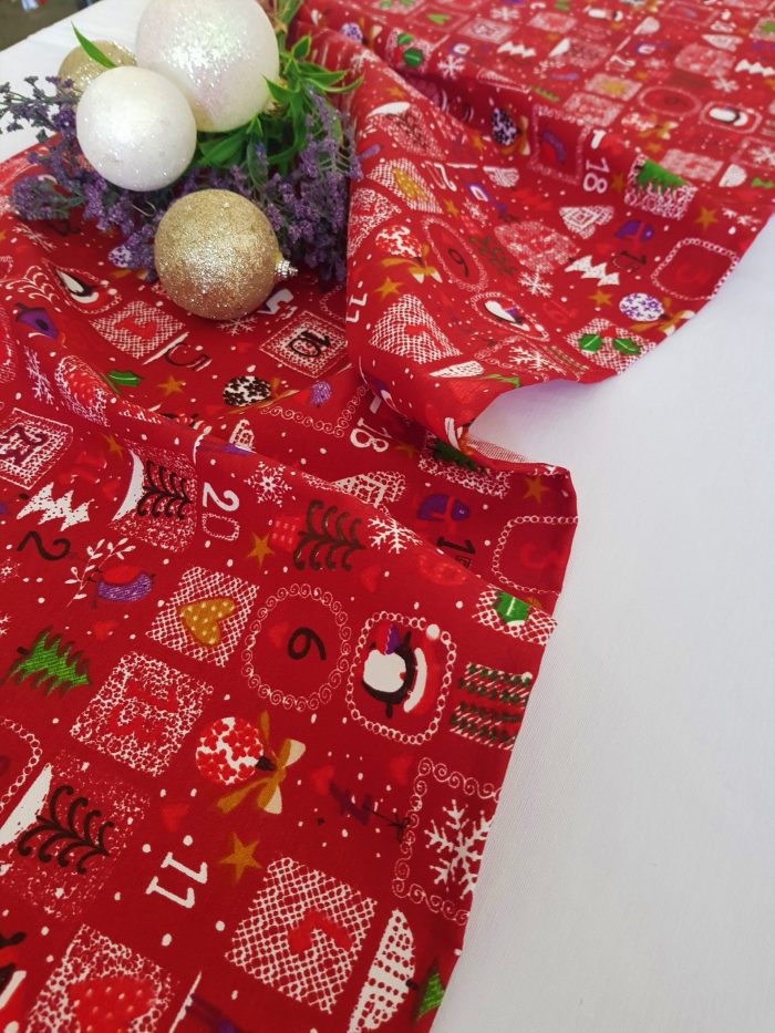 Napron Best Cotton Winter 02 - 45x180 cm, 100% bumbac , rosu cu motive de Craciun - imagine 2