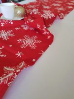 Fata de masa alba cu napron rosu Best Cotton Winter 03 - creton, 180x220 cm + 45x180 cm, 100% bumbac - imagine 2