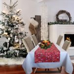 Napron Best Cotton Winter 02 - 45x180 cm, 100% bumbac , rosu cu motive de Craciun - imagine 3