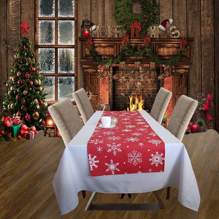 Napron Best Cotton Winter 01 - 45x180 cm, 100% bumbac , rosu cu motive de Craciun - imagine 3