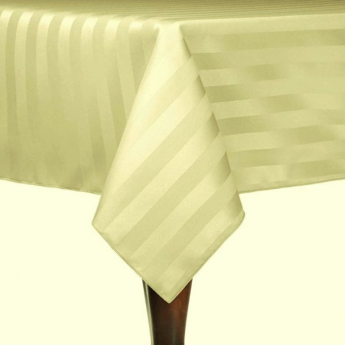 Fata de masa Best Cotton - 150x240 cm, 100% Bumbac, damasc cu latime dungi 1 cm, crem - imagine 2