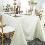 Fata de masa Best Cotton - 150x220 cm, Damasc, 100% bumbac, alb, latime dungi 1 cm - imagine 2