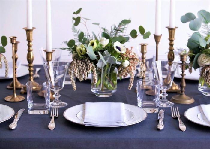 Fata de masa Best Cotton - rotunda cu diametrul 240 cm, Damasc Saten DeLux, 100% bumbac, bleumarin - imagine 3