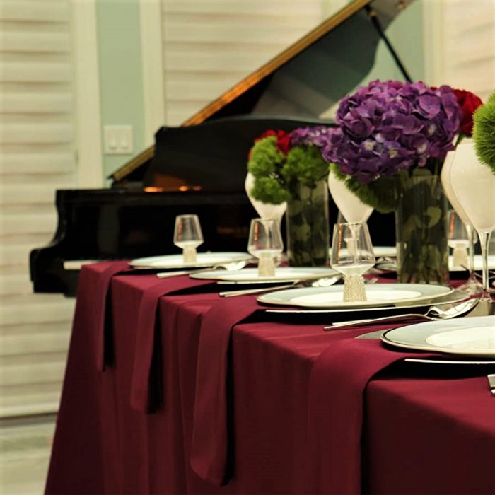 Fata de masa Best Cotton - 180x300 cm, Damasc Saten DeLux, 100% bumbac, burgundy - imagine 3