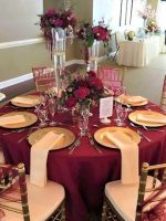 Fata de masa Best Cotton - rotunda cu diametrul 240 cm, Damasc Saten DeLux, 100% bumbac, burgundy