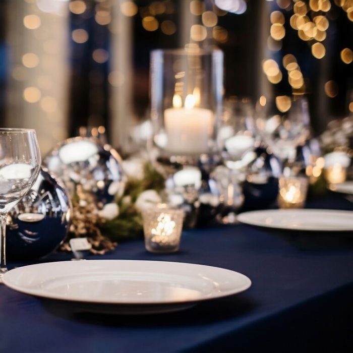 Fata de masa Best Cotton - 180x300 cm, Damasc Saten DeLux, 100% bumbac, bleumarin - imagine 2